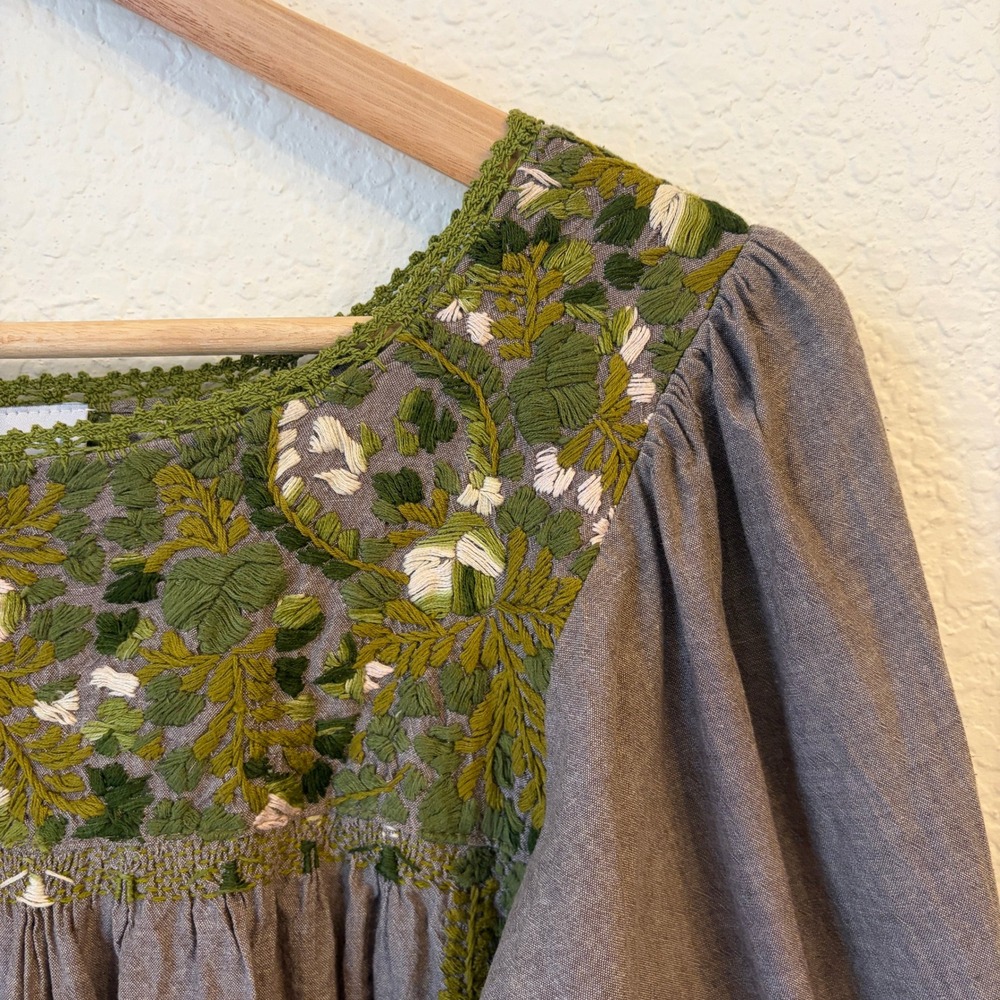 Mi Golondrina Catalina Embroidered Blouse Top S Floral Oaxacan Handmade Peasant - Picture 3 of 8